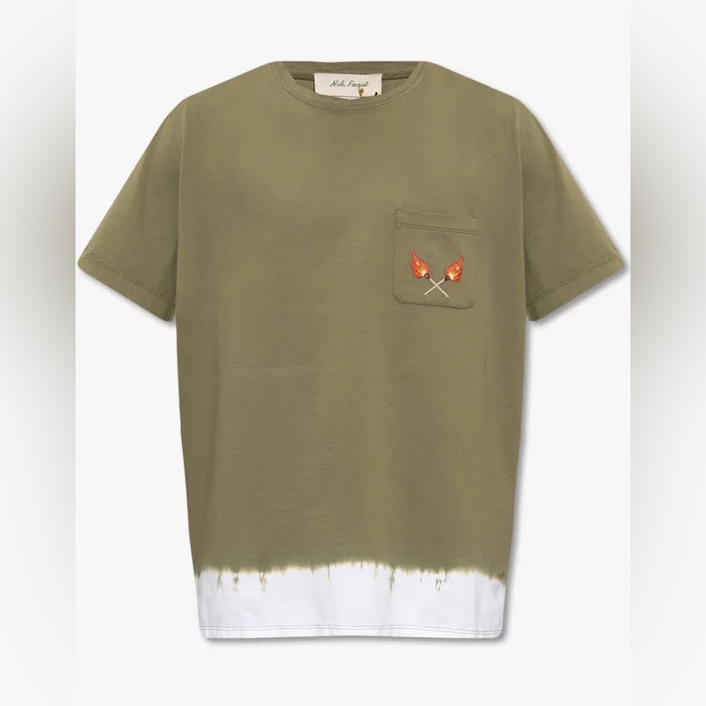 Nick Fouquet Olive and White Short Sleeve Tee